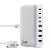 GKUTW 8-port USB-C charger front view powering multiple devices at once.