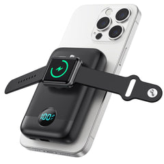 GKUTW magnetic power bank attaching to iPhone with magnet for secure charging on the go