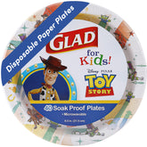 Glad for Kids Toy Story plates 8.5-inch disposable for quick meals and cleanup.