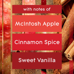 Glade Apple Cinnamon notes of apple and vanilla emerge from the spray refill.