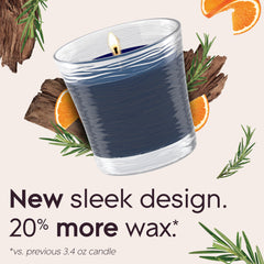 Glade candle wax close-up in amber hue hints at long-lasting fragrance.