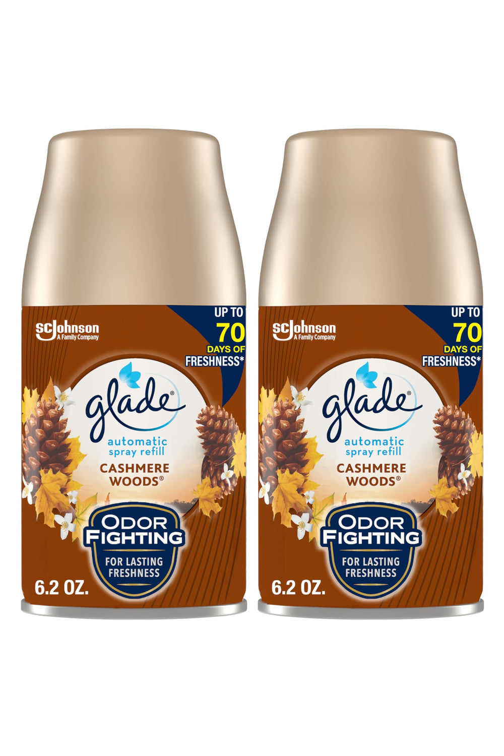 Glade Cashmere Woods refill bottle close-up for a quick room refresh