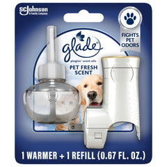 Glade Pet Fresh PlugIns bottle refreshing pet rooms with crisp notes