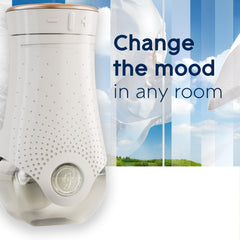 Glade PlugIns Clean Linen refill bottle illustrating scent diffusion.