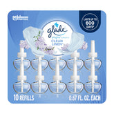 Glade PlugIns Clean Linen refill pack for long-lasting home fragrance.