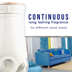Glade PlugIns refill near a warmer demonstrates easy replacement and continuous aroma.