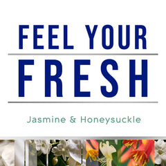Glade PlugIns Jasmine and Honeysuckle refill bottle close-up for fresh rooms
