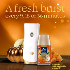 Glade Pumpkin Ginger fragrance notes pumpkin vanilla caramel evoke warm atmosphere.
