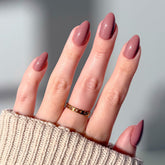 Glamnetic Mauve Obsession nails with muted mauve shade and durable wear for up to two weeks