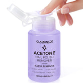 Glamonade acetone remover bottle with pump for mess-free polish removal.