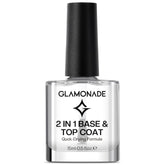 Glamonade base top coat clear bottle shows the 2-in-1 polish that smooths.