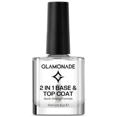 Glamonade base top coat clear bottle shows the 2-in-1 polish that smooths.