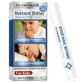 Glamonade nail biting pen applied as clear coating to deter nail biting during daily activities.