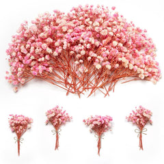Glicrili mini pink dried baby's breath bouquet for romantic wedding decor