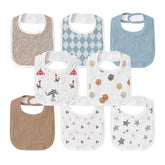 GLLQUEN BABY Circus bibs packaging image, showcasing eight-pack drool protection