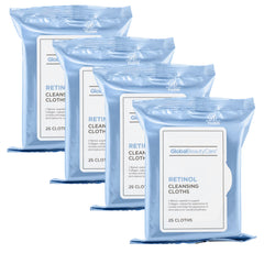Global Beauty Care Retinol Cleansing Wipes front view for quick makeup removal.