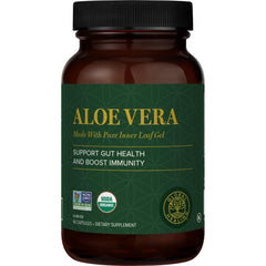 Global Healing Center Aloe Vera bottle front highlighting gut health support.