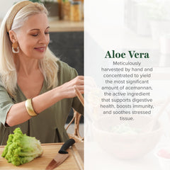Global Healing Center Aloe Vera capsules close-up shows concentrated acemannan.