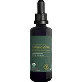 Global Healing Center Ashwagandha Drops bottle with KSM-66 extract for stress support.