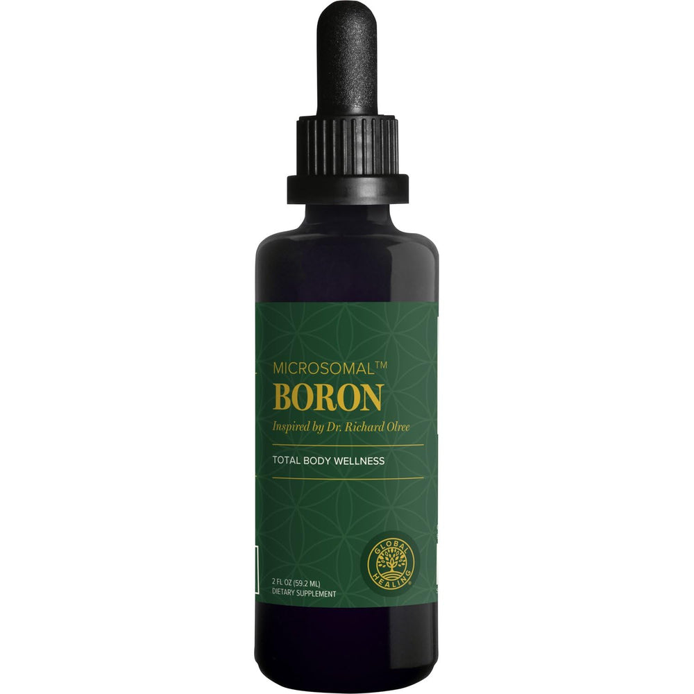 Global Healing Center boron supplement bottle emphasizing bone health potential
