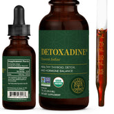 Global Healing Center Detoxadine bottle shown for thyroid support and daily iodine supplementation.