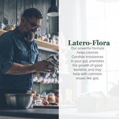 Latero-Flora capsules closeup promoting healthy intestinal flora