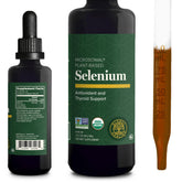 Global Healing Center Selenium Drops bottle front showing organic formula for thyroid and immune support.