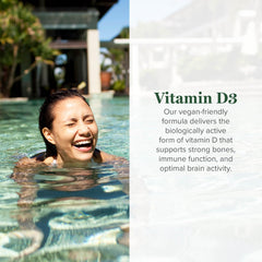 Global Healing Center Vitamin D3 bottle back label with vegan ingredients and directions.