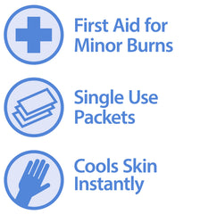 Globe burn gel aloe packets closeup highlighting portable relief.