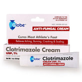 Globe Pharmacy Globe Clotrimazole 1% cream bottle close-up for fast itch relief