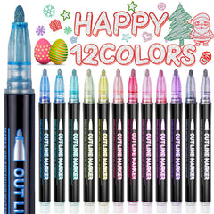 GLOPUS Easter outline markers with triple-tone glitter for vibrant paper crafts.