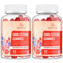 Glorithiventa Cholesterol Complex Gummies bottle with soft berry bites for daily wellness