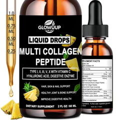 GLOVVUUP multi-collagen drops bottle supports daily hair, skin, and joint wellness.