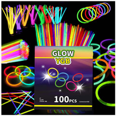 GLOW YGB 100pcs glow sticks bulk pack for bright events.