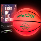 GlowCity glow-in-the-dark basketball front view for nighttime play.