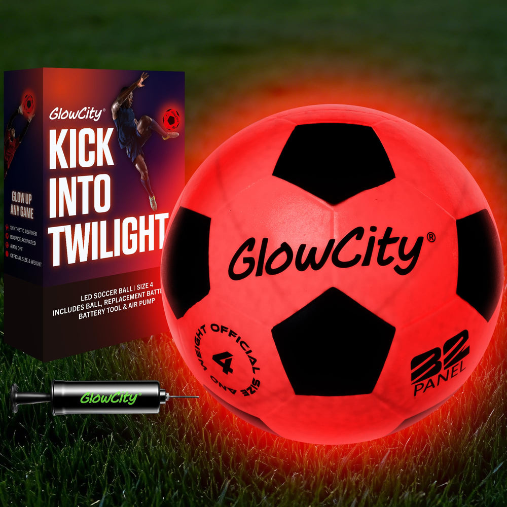 GlowCity light-up soccer ball in side view for after-dark practice