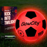 GlowCity light-up soccer ball in side view for after-dark practice