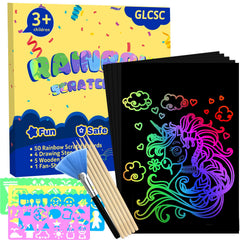 GLCSC deluxe scratch art gift box showcases rainbow sheets for kids' creative play.