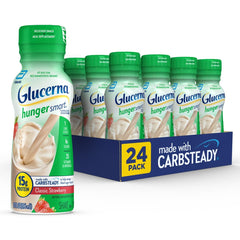 Glucerna Hunger Smart Shake strawberry bottle pour for steady energy