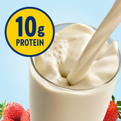 Close-up of Glucerna Original Strawberry label highlighting CARBSTEADY nutrition.