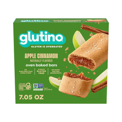 Glutino Apple Cinnamon Oven Baked Bar packshot showing a gluten-free snack ready to enjoy.