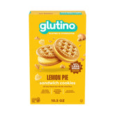 Glutino Lemon Pie Sandwich Cookies boxed, gluten-free snack for busy days.