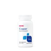 GNC Copper 2mg bottle front with label highlighting iron absorption support.