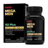 GNC Mega Men 50 Plus bottle pour, potential energy and immune support