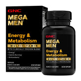 GNC Mega Men Energy bottle front for daily energy and metabolism support.