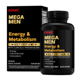 GNC Mega Men Energy & Metabolism bottle showing the vitality focused formula for daily use