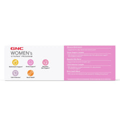 GNC Women's 30+ Vitapak capsules close-up for convenient daily nutrition.