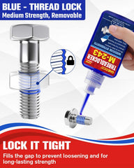 GNEOCO ThreadLocker Blue applying to threads to secure fasteners