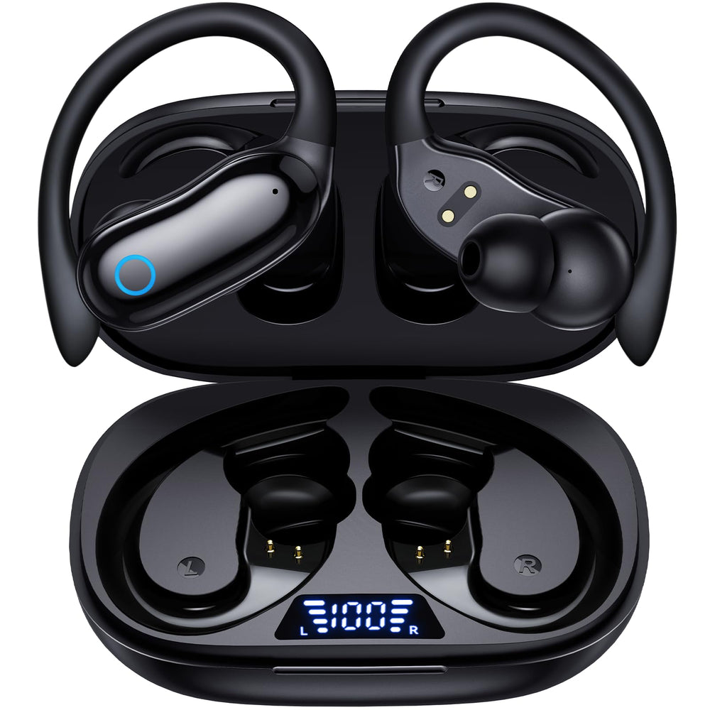 GNMN V7 earbuds with charging case display real-time battery status on the go.
