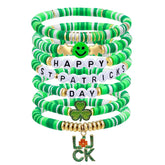 Go Ho seven-pack St Patrick's bracelets with shamrock charms for festive styling